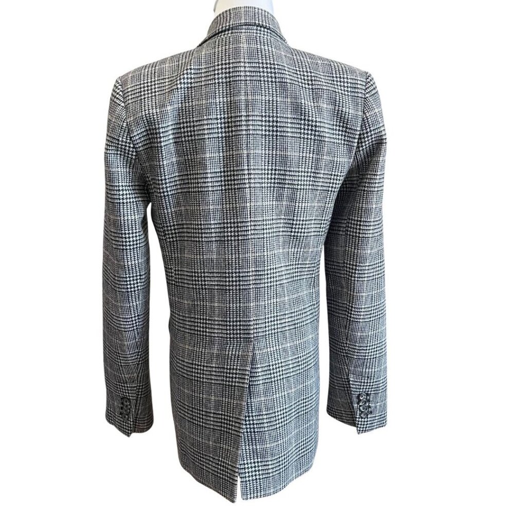 CLUB MONACO HOUDSTOOTH WOOL BLEND SINGLE BREATED MID-LENGTH BLAZER - 2 - Picture 4 of 9